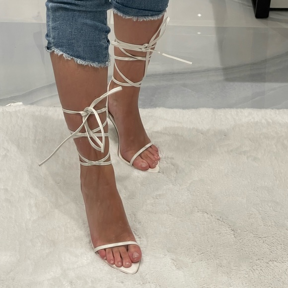 Brand new AQUA white tie heels - Picture 5 of 6